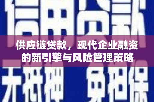 茂林供应链贷款，现代企业融资的新引擎与风险管理策略