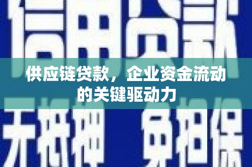 茂林供应链贷款，企业资金流动的关键驱动力