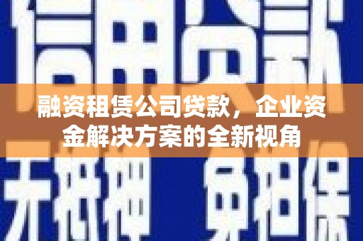 茂林融资租赁公司贷款，企业资金解决方案的全新视角