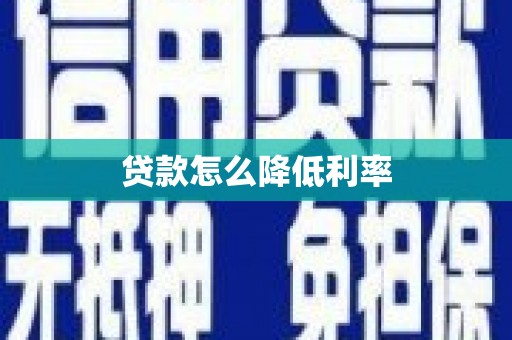 茂林贷款怎么降低利率