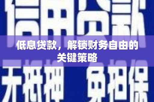 茂林低息贷款，解锁财务自由的关键策略