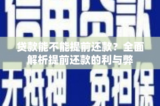 茂林贷款能不能提前还款？全面解析提前还款的利与弊