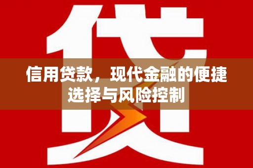 茂林信用贷款，现代金融的便捷选择与风险控制