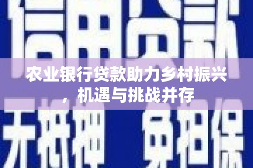 茂林农业银行贷款助力乡村振兴，机遇与挑战并存