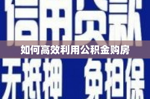 茂林如何高效利用公积金购房